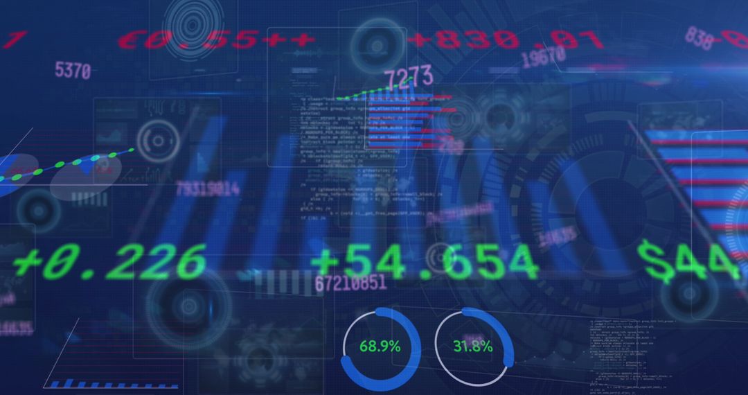 Digital Data Processing on Blue Tech Background