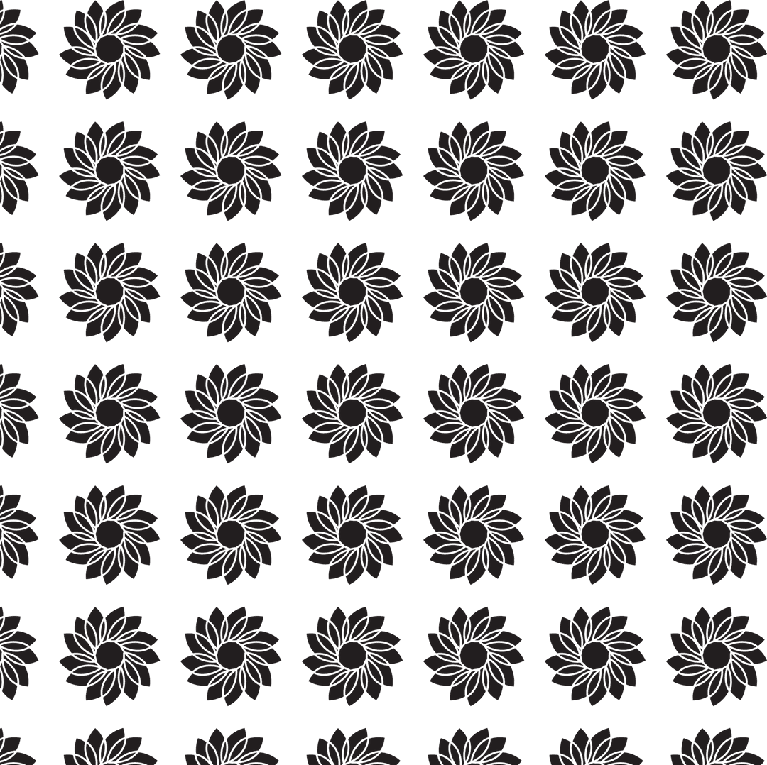 Black floral pattern on transparent background vector design