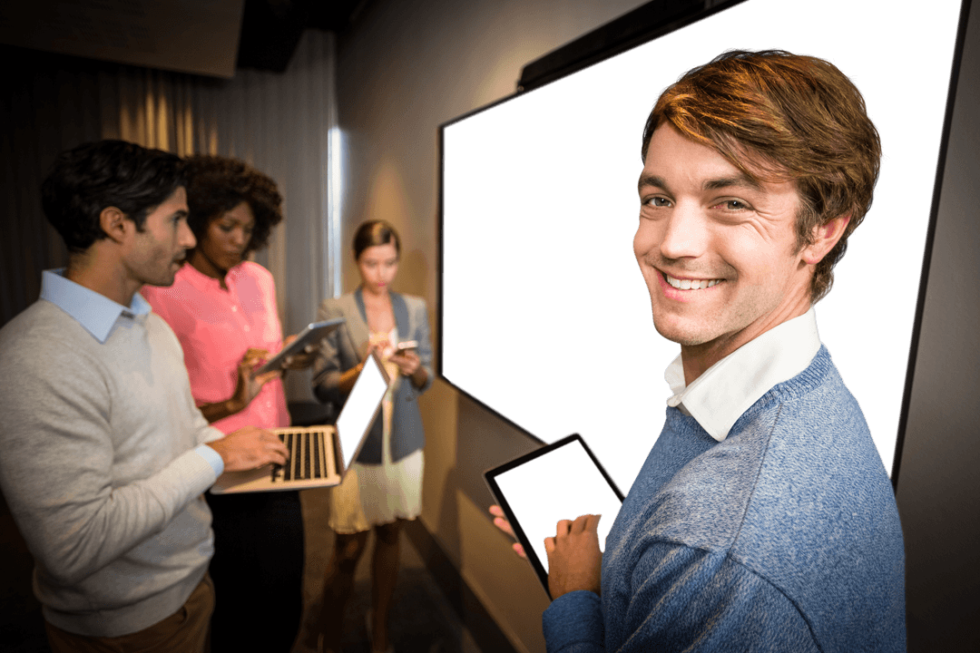Diverse Creative Colleagues in Business Casual with Transparent Background