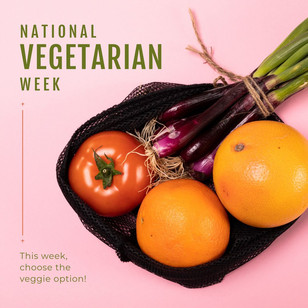 National Vegetarian Week Fresh Produce on Pink Background
