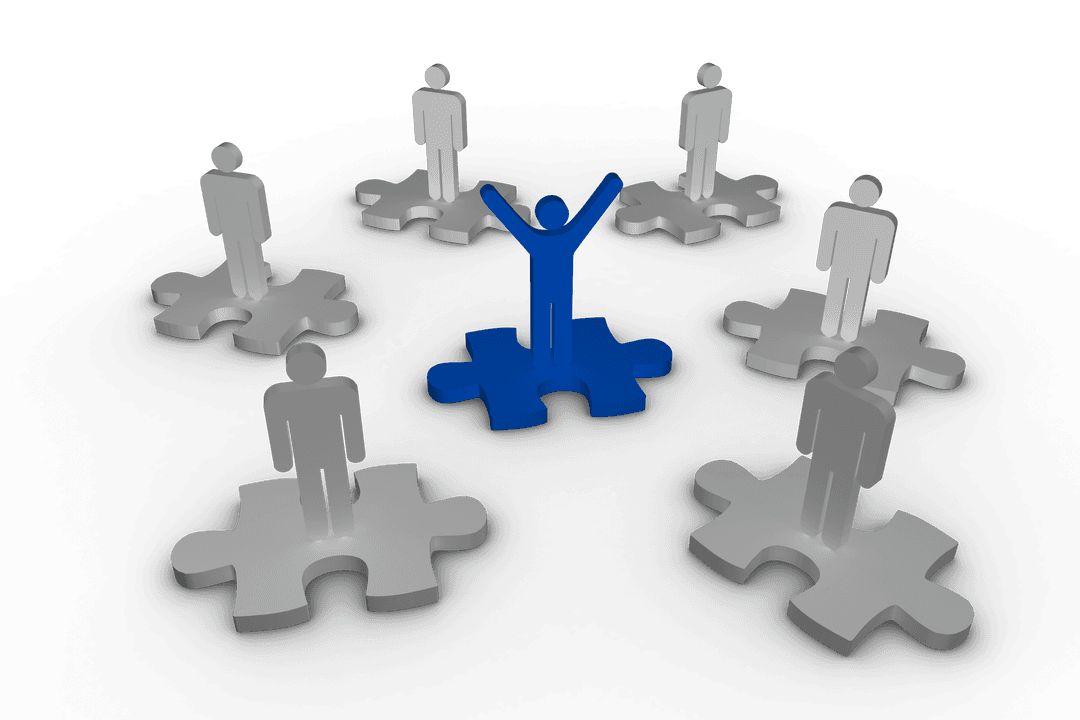 Figures on Puzzle Pieces Over Transparent Background, Autism Awareness Theme