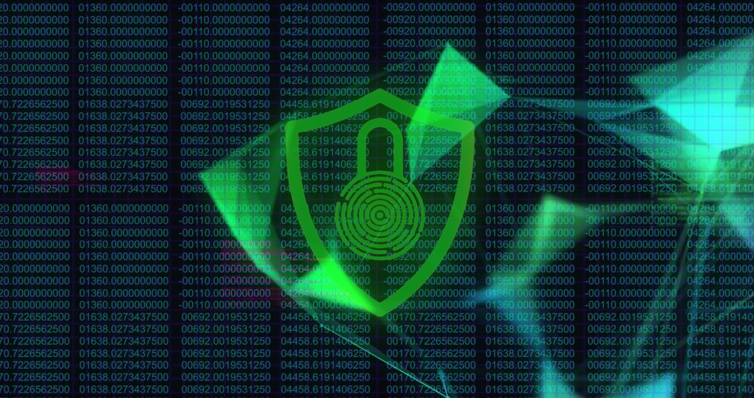 Cybersecurity Symbol Over Technology Data Network Background