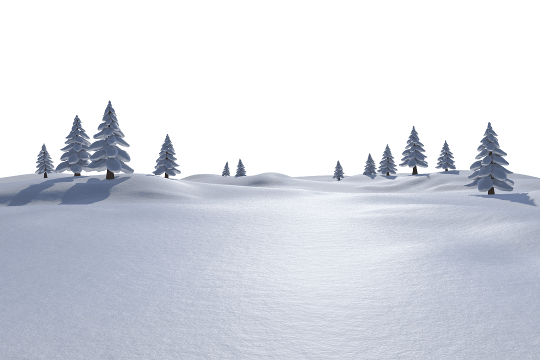 White Snowy Landscape With Transparent Background Featuring Fir Trees