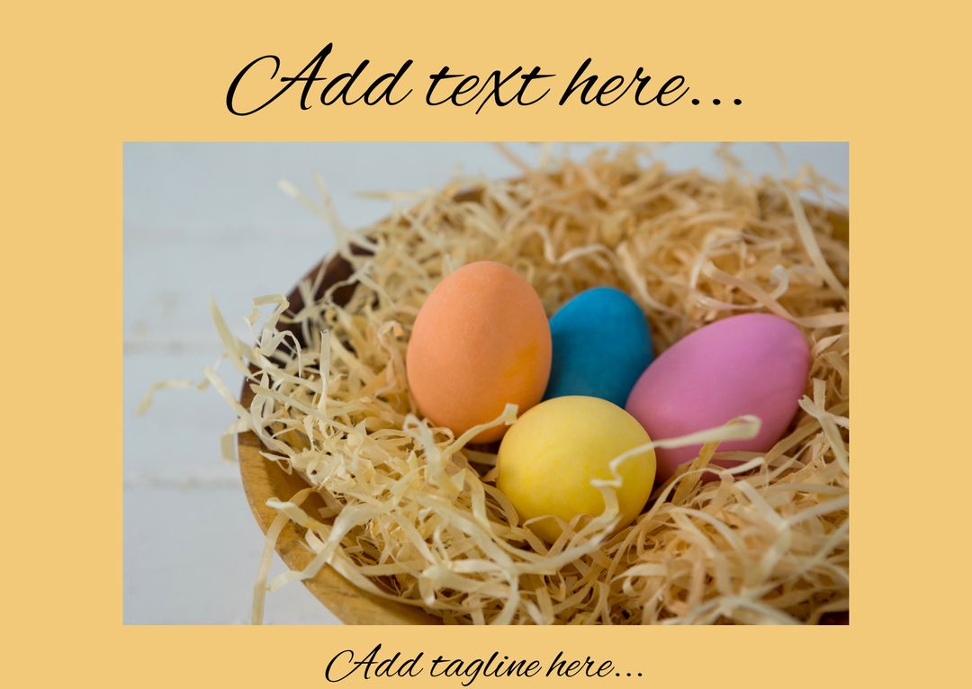 Easter Basket with Colorful Eggs Nestled in Straw - Download Free Stock Templates Pikwizard.com