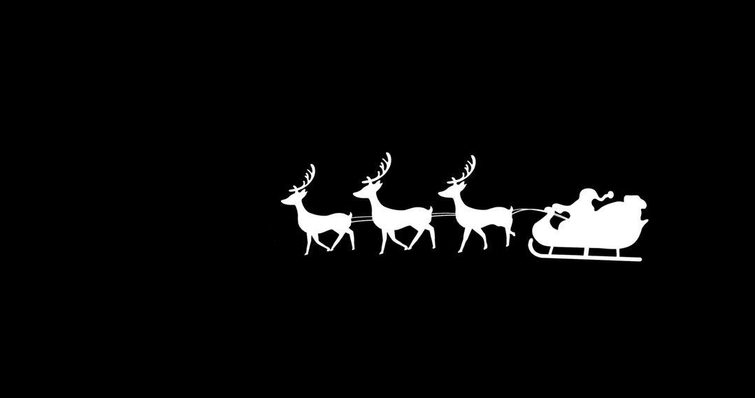 Silhouette of Santa Claus with Reindeer Sleigh on Black Background - Free Images, Stock Photos and Pictures on Pikwizard.com