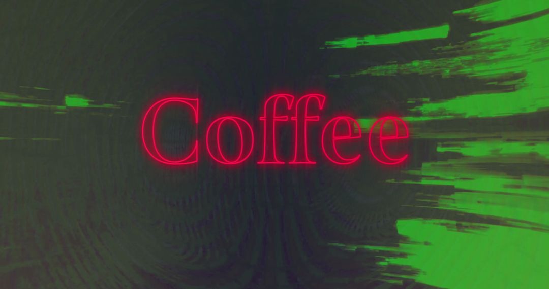 Neon Red Coffee Sign Over Green Digital Waves on Black Background - Free Images, Stock Photos and Pictures on Pikwizard.com