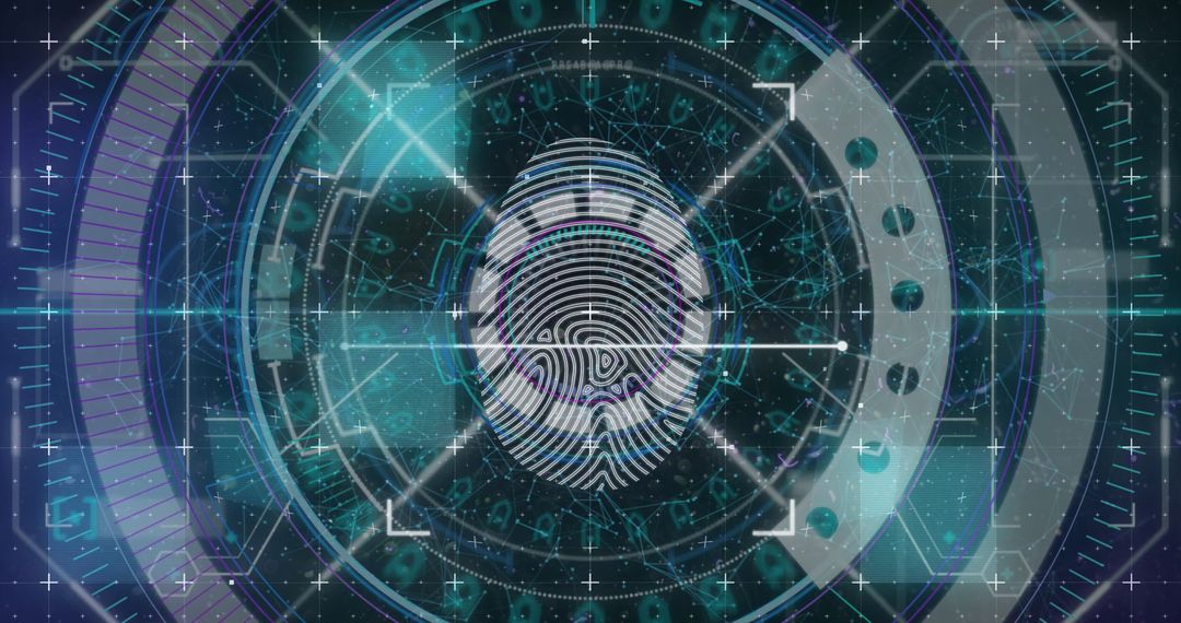 Futuristic Fingerprint Scan and Cybersecurity Interface