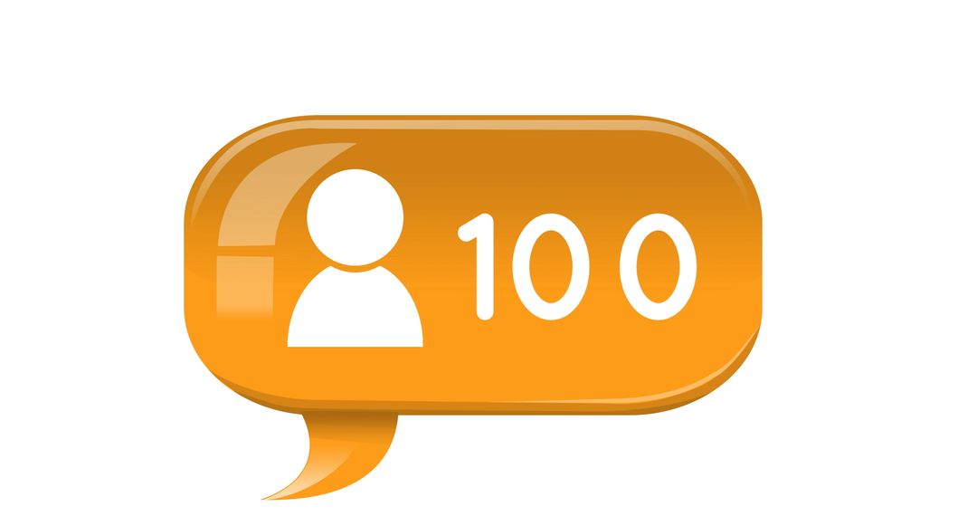 Follower Count Icon in Orange Chat Bubble on White Background