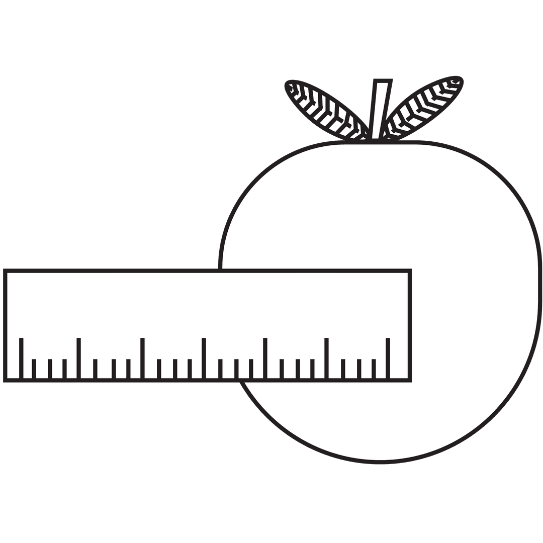 Transparent Apple Illustration with Measuring Tape on Clear Background