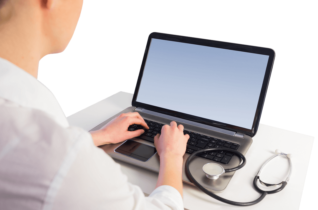 Professional Analyzing Data on Transparent Laptop Screen