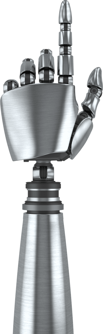 Transparent Metallic Robotic Arm in a Gesture