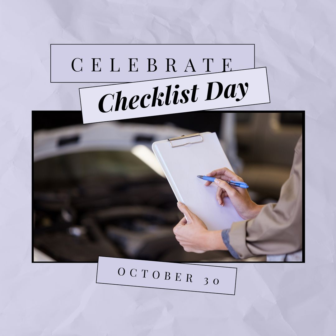 Celebrate Checklist Day With Hands Writing On Clipboard