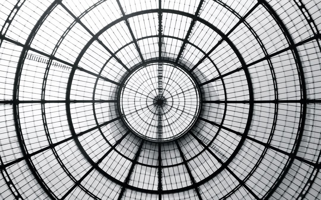 Symmetrical Architectural Glass Dome with Grid Pattern - Free Images, Stock Photos and Pictures on Pikwizard.com