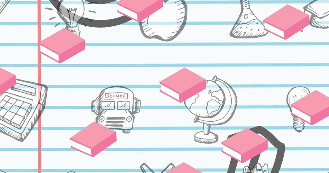 Educational Icons with School Bus and Globe Design