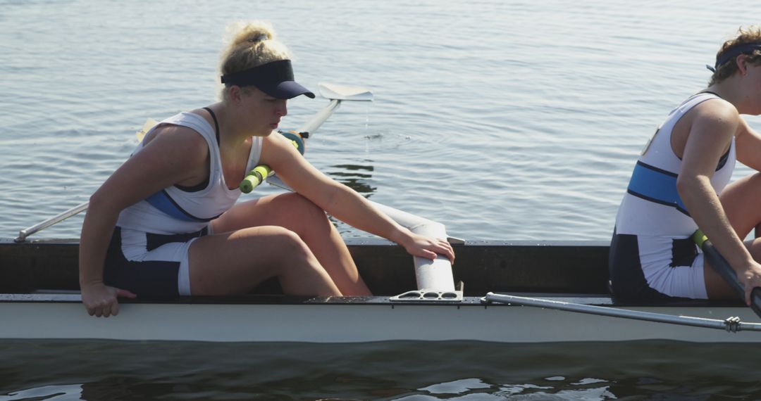 Rowers in a Boat Preparing for a Race on Water - Free Images, Stock Photos and Pictures on Pikwizard.com