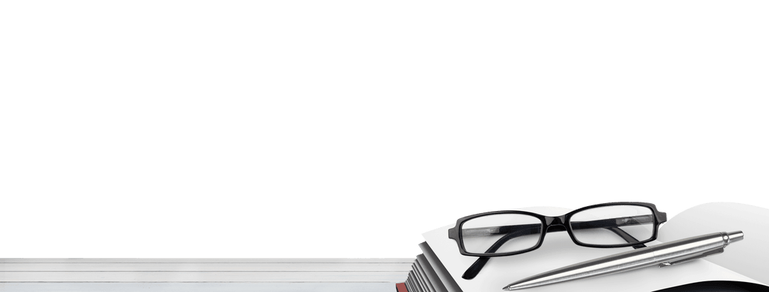 Notebook with Glasses and Pen on Transparent Background