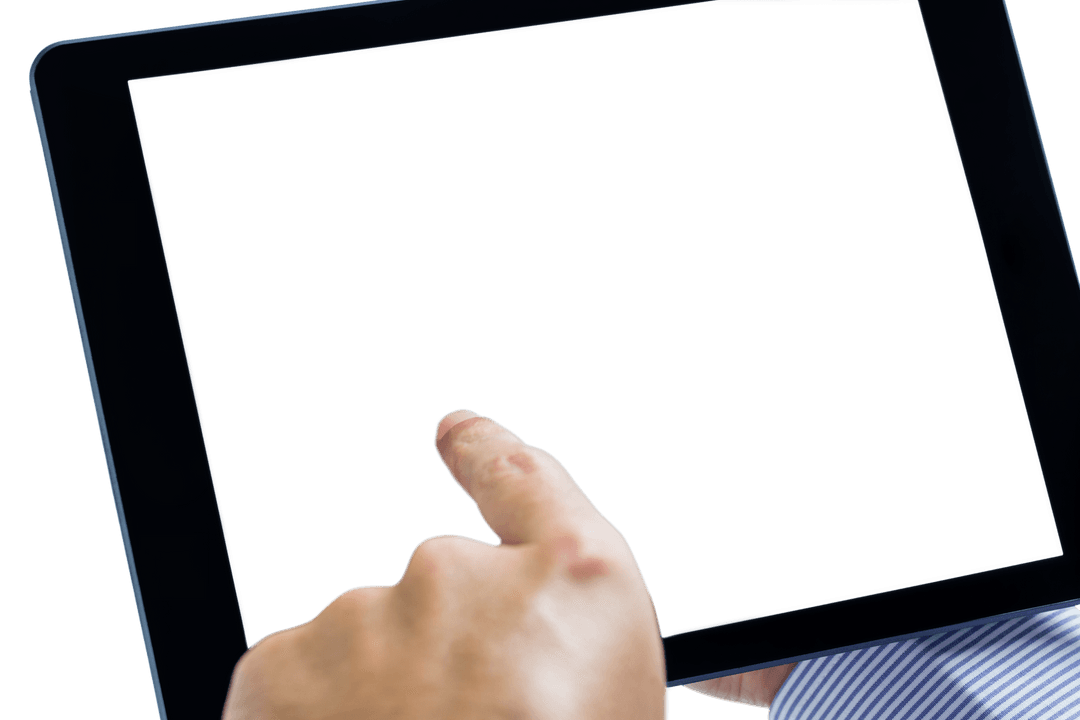 Businessman Using Tablet Transparent Background for Business Presentation