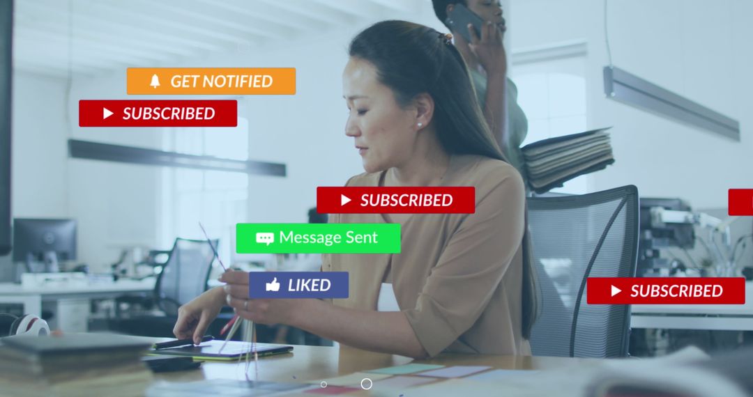 Diverse People with Social Media Interaction Overlays