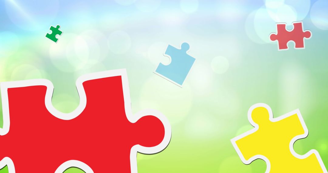 Colorful Puzzle Pieces on Abstract Bokeh Background