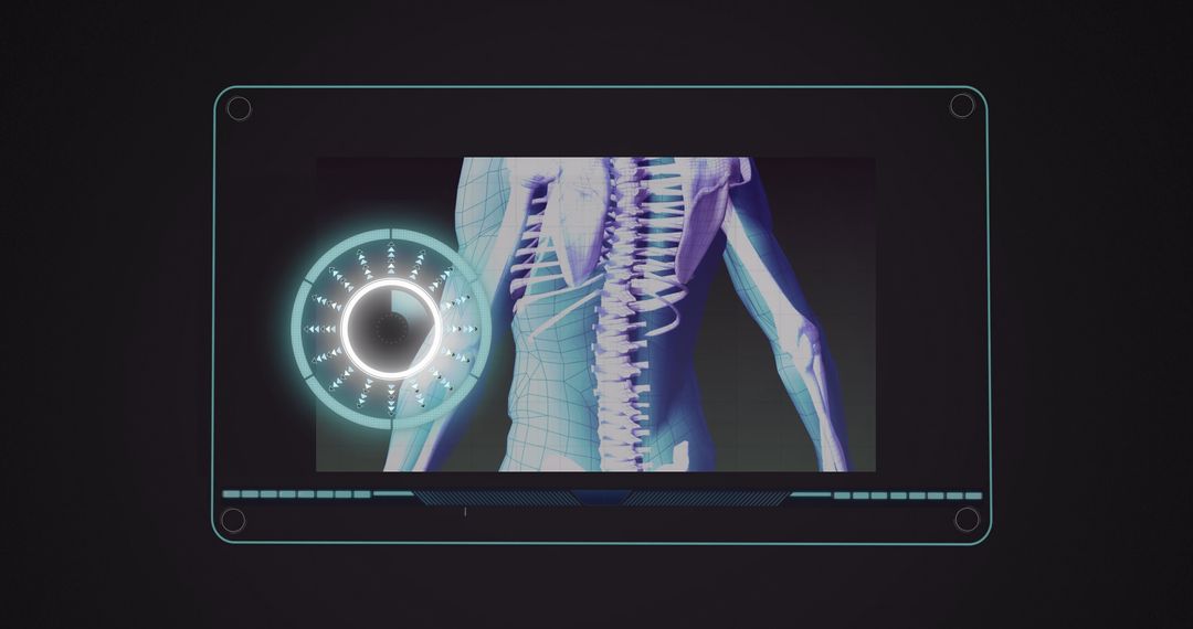 Futuristic Digital Interface Scanning Human Spine