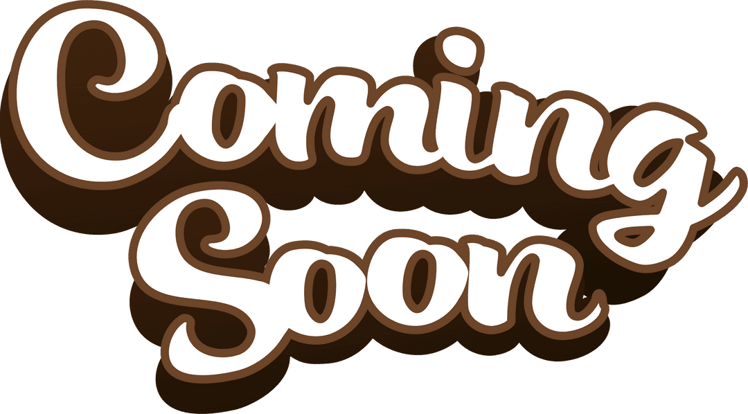 3D Coming Soon Typography with Brown Shadow on Transparent Background