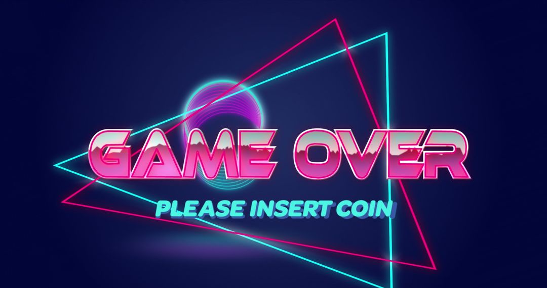 Retro Arcade Style Game Over Screen Neon Design