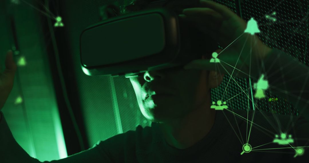 Virtual Reality Headset Overlay with Digital Network Elements