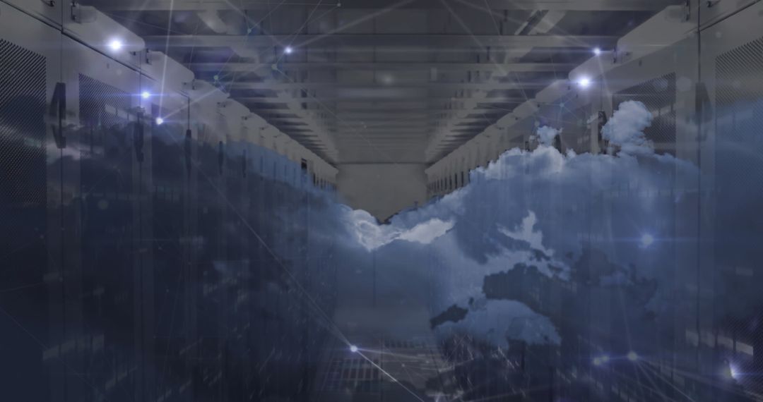 Cloud Computing Concept in Modern Data Center with Digital Connections