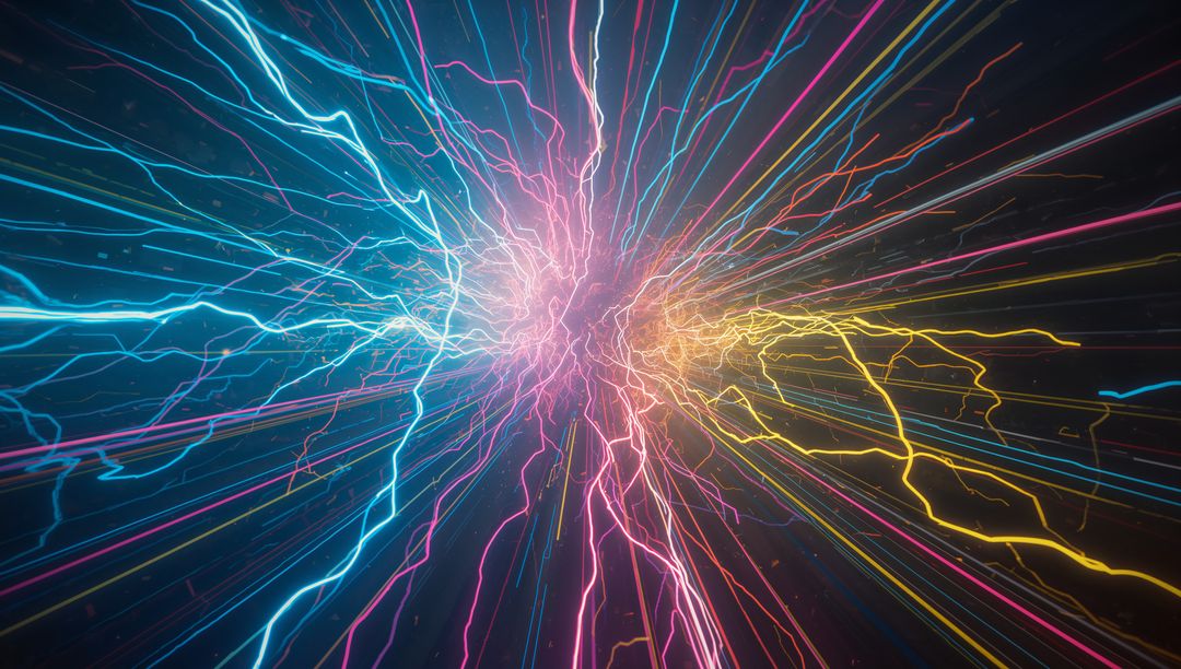 Neon Energy Lines Creating Futuristic Hyperspace Tunnel