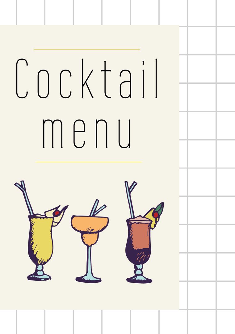 Whimsical Cocktail Menu Template with Colorful Drink Illustrations - Download Free Stock Templates Pikwizard.com