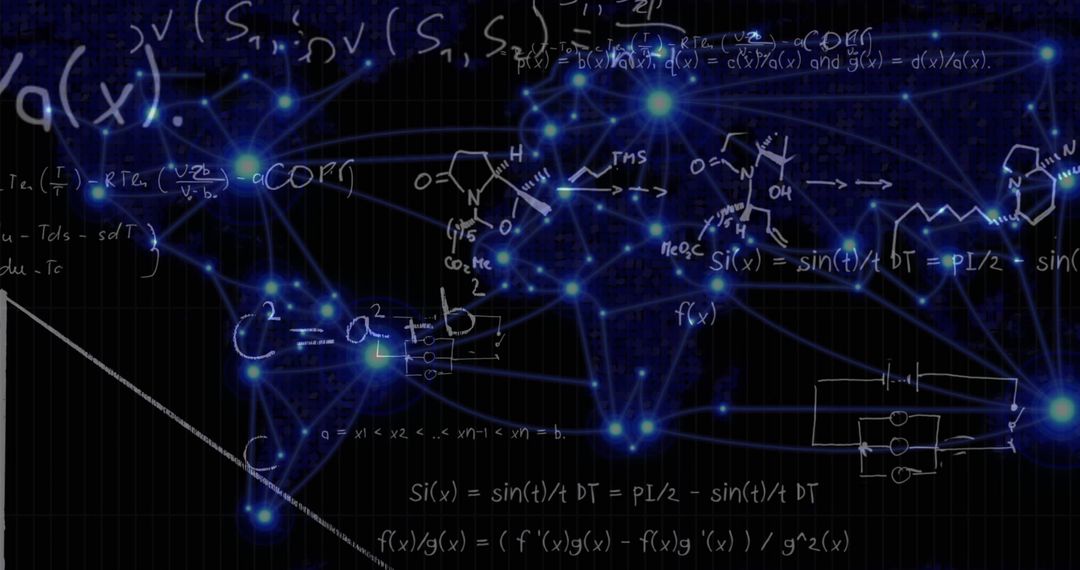 Mathematical Formulas on Glowing Blue Background