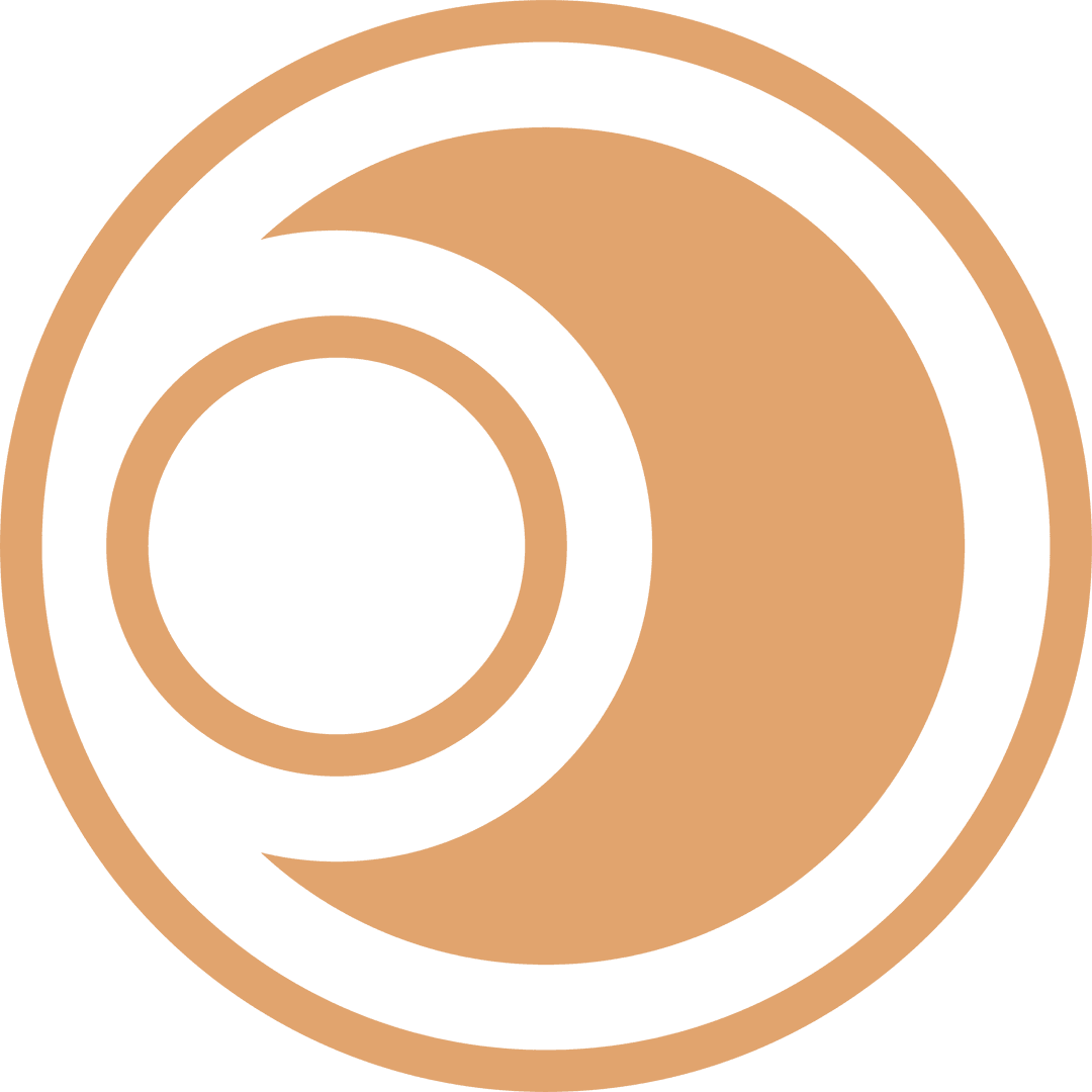 Abstract Beige Rings and Crescent Arc on Transparent Background