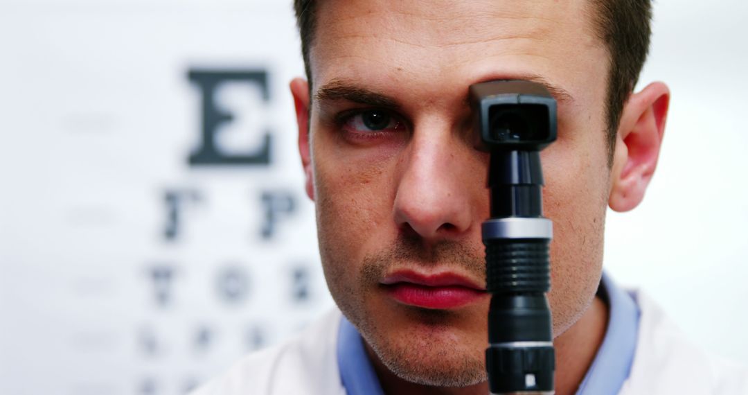 Close-Up of Optometrist Examining with Ophthalmoscope - Free Images, Stock Photos and Pictures on Pikwizard.com