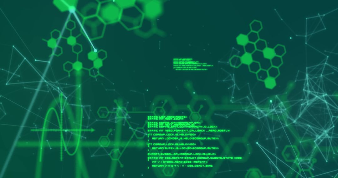 Futuristic Digital Interface with Hexagons and Lines on Black Background