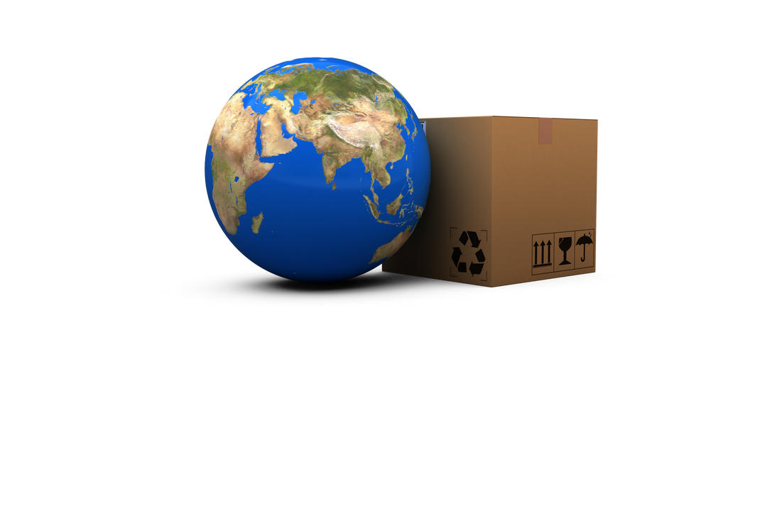 Transparent Earth with Cardboard Box Symbolizing Global Shipping - Download Free Stock Images Pikwizard.com