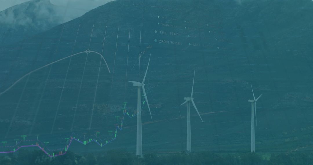 Financial Metrics and Wind Turbines Showcasing Renewable Energy Trends