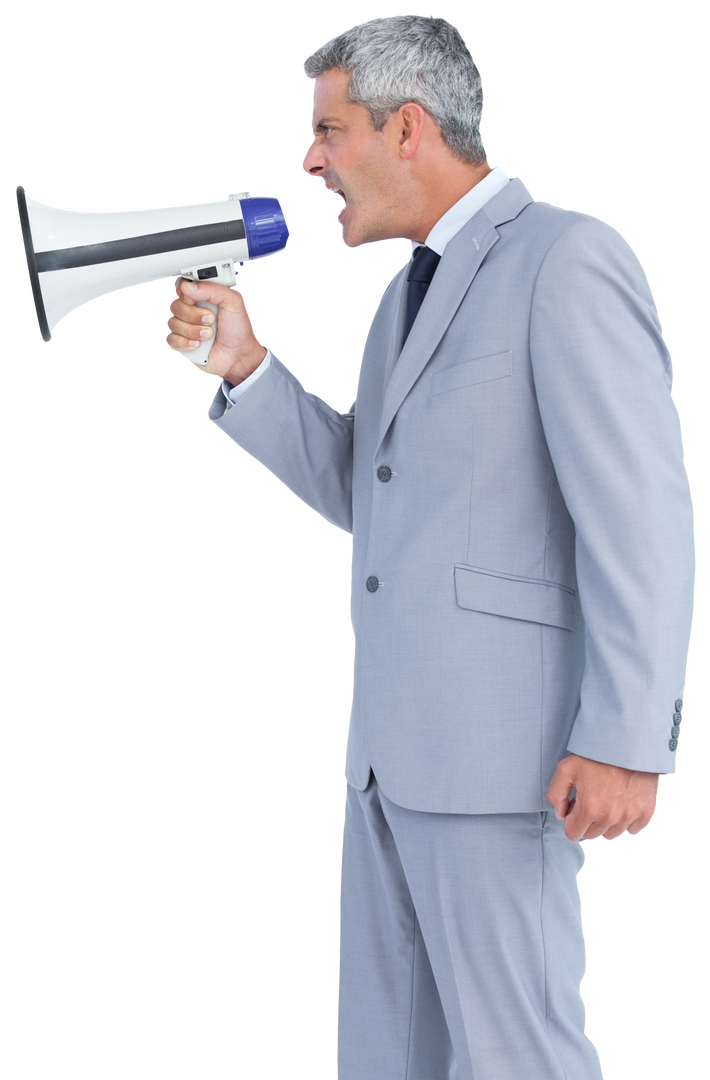 Transparent businessman shouting using loudspeaker communication concept - Download Free Stock Images Pikwizard.com