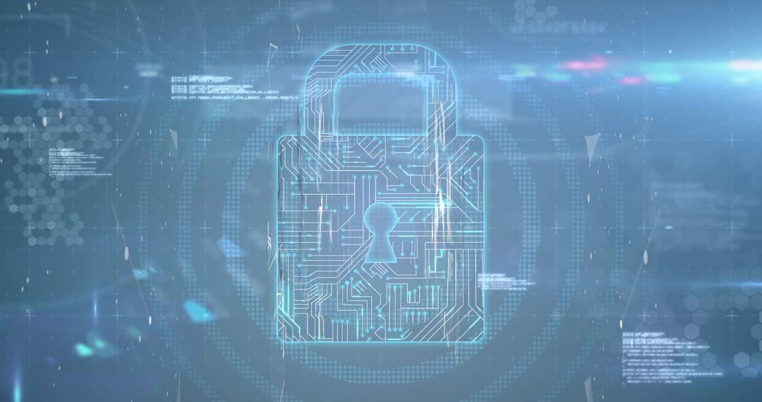 Digital Security Padlock Over Network of Data Files