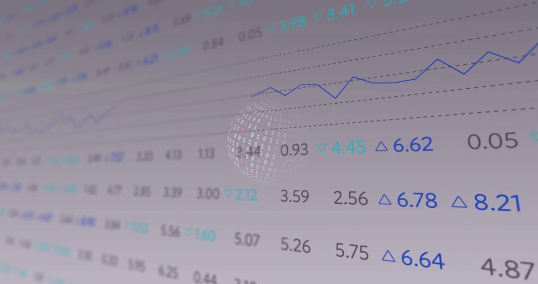 Futuristic Digital Data Analysis with Binary Sphere on Dashboard