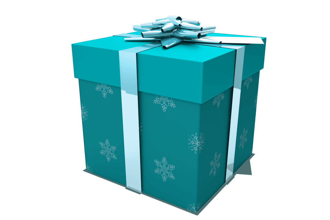 Transparent Blue Christmas Gift with Silver Snowflake Wrapping