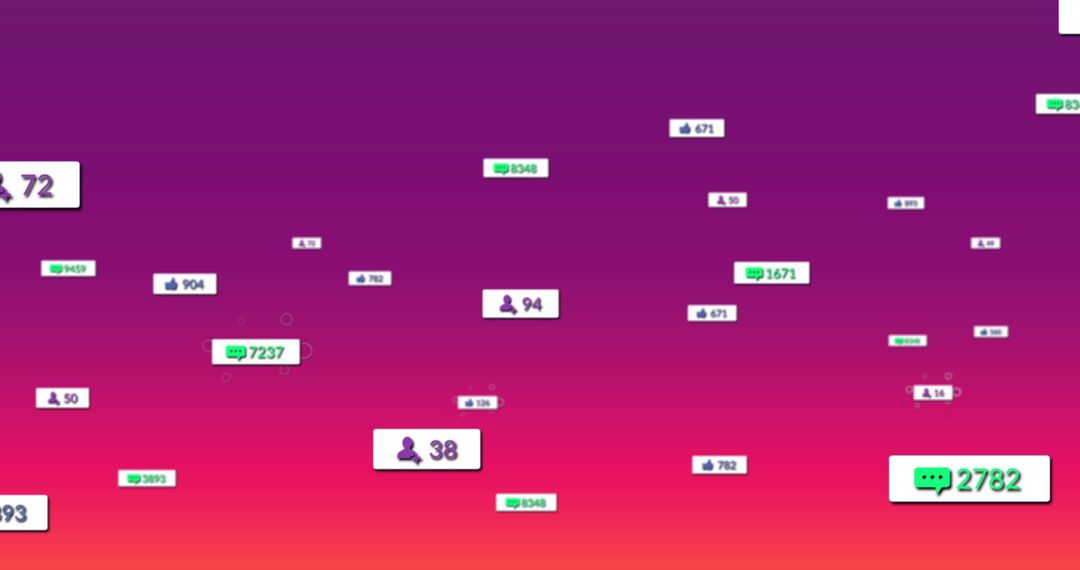 Abstract Social Media Interaction on Color Gradient Background