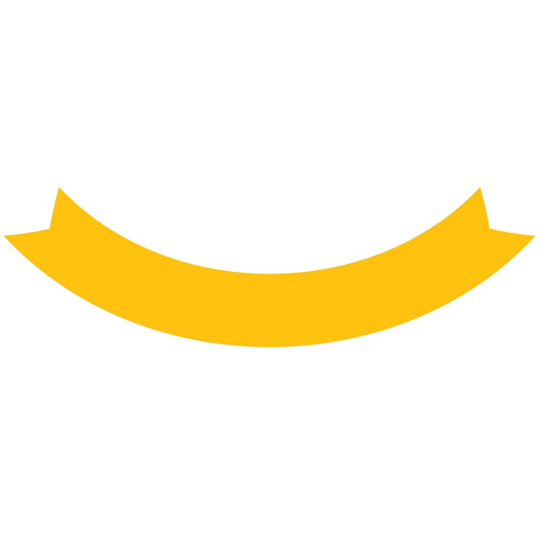 Arced Yellow Ribbon Banner on Transparent Background