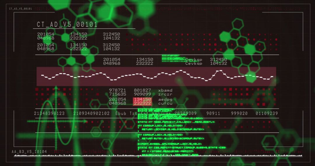 Futuristic Digital Interface with Molecular Overlay and Data Streams
