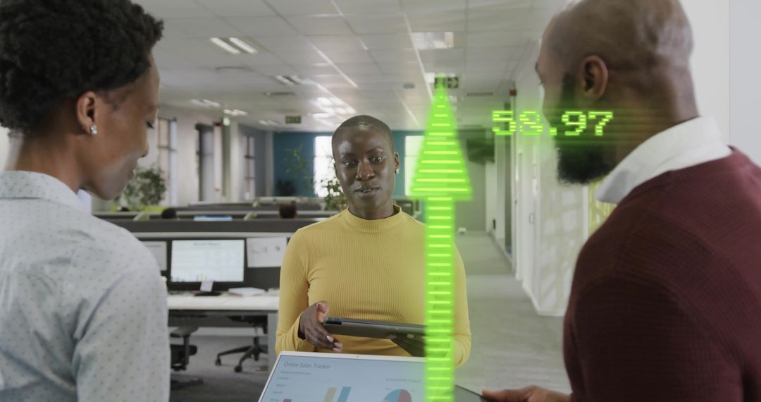 Team Analyzing Digital Data Visualization in Modern Office