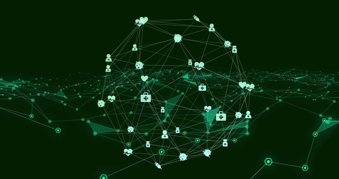 Digital Network of Connected Healthcare Symbols