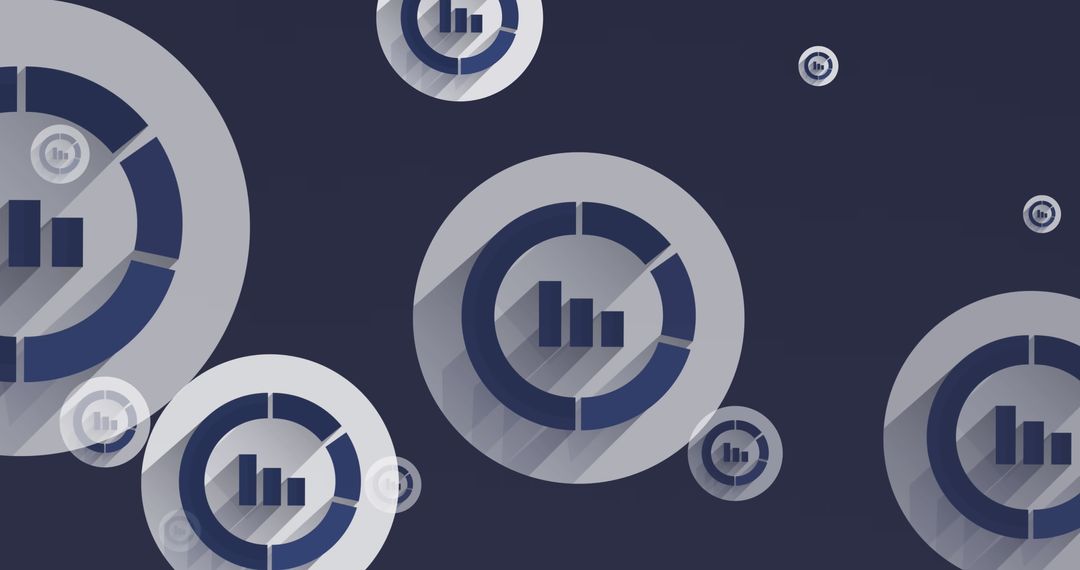 Floating Bar Graph Icons on Dark Background