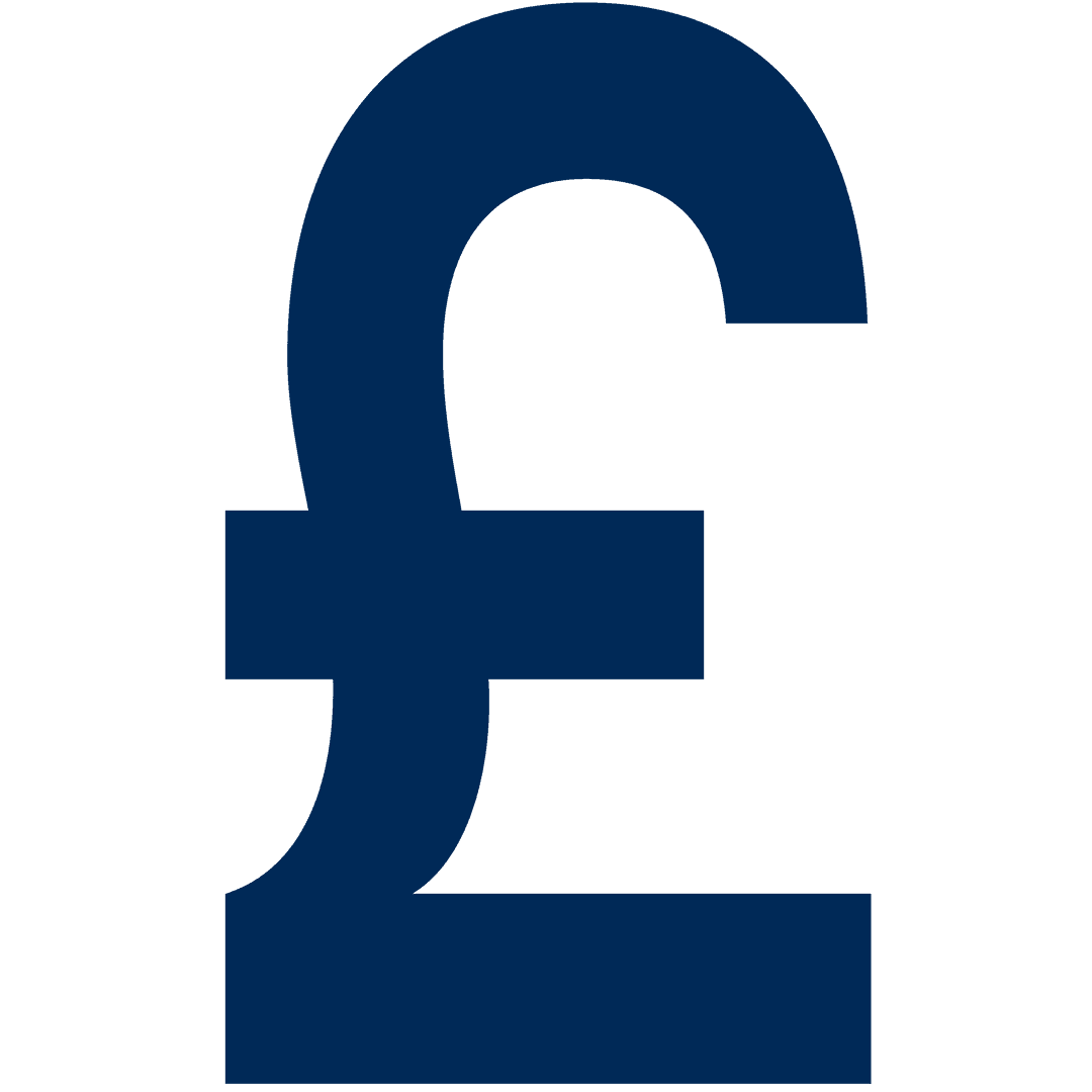 Blue Pound Currency Symbol on Transparent Background