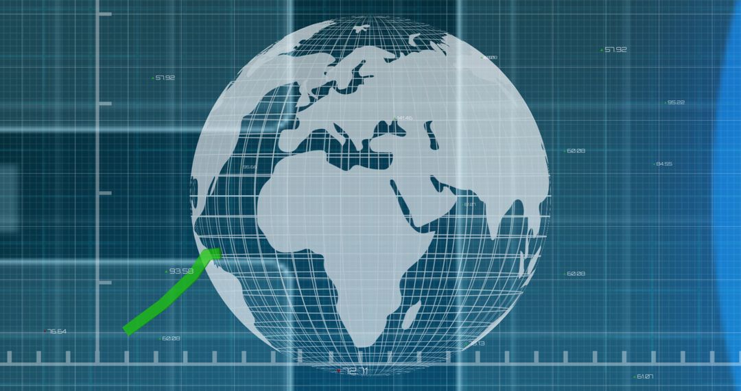 Global Business Economy Technology with Financial Data and Globe Rotation