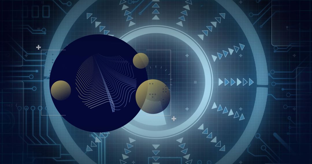 Abstract Technology Interface with Digital Shapes and Diagrams