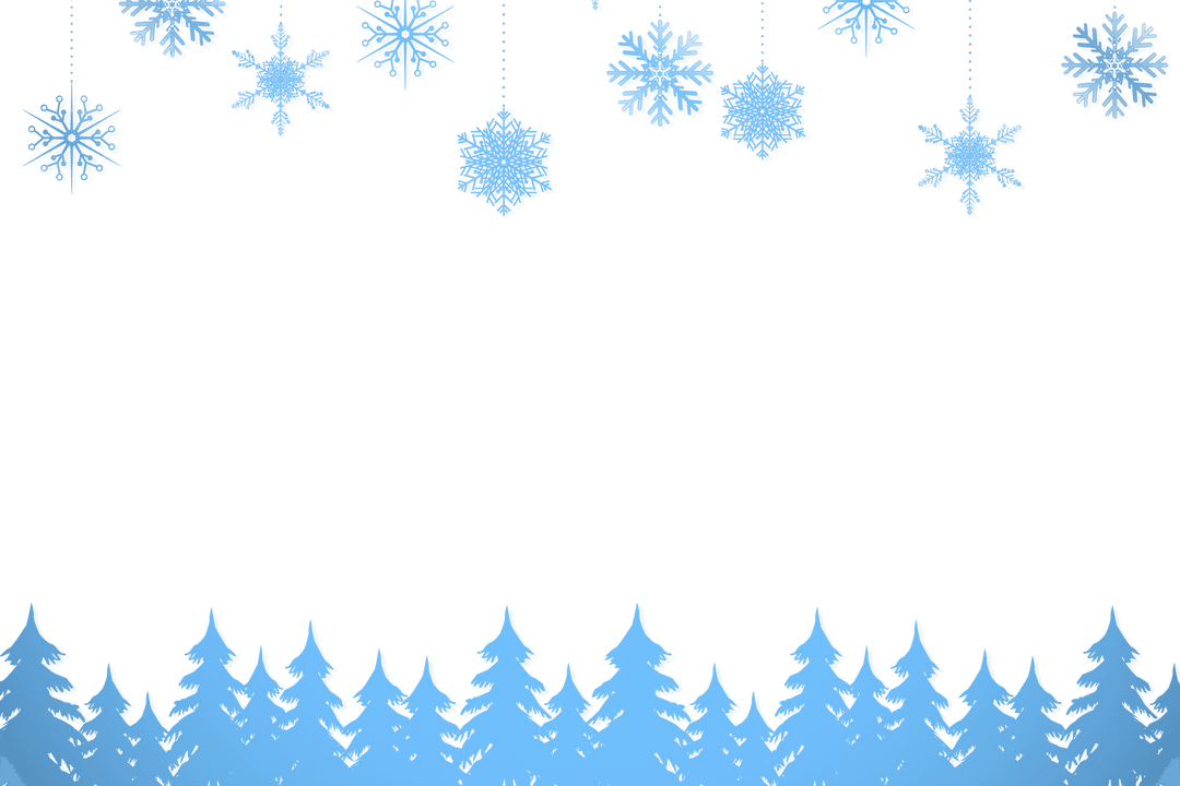 Transparent Snowflakes and Fir Trees Winter Background